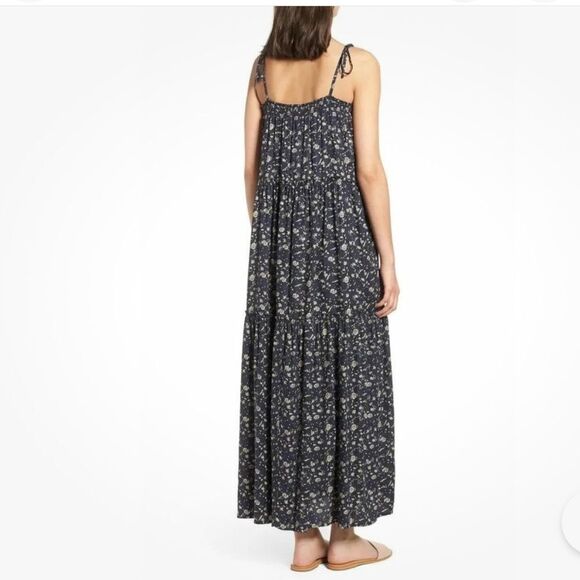 Hinge Anthropologie Blue Floral Print Tiered Maxi Dress(Size XS) - Picture 2 of 9